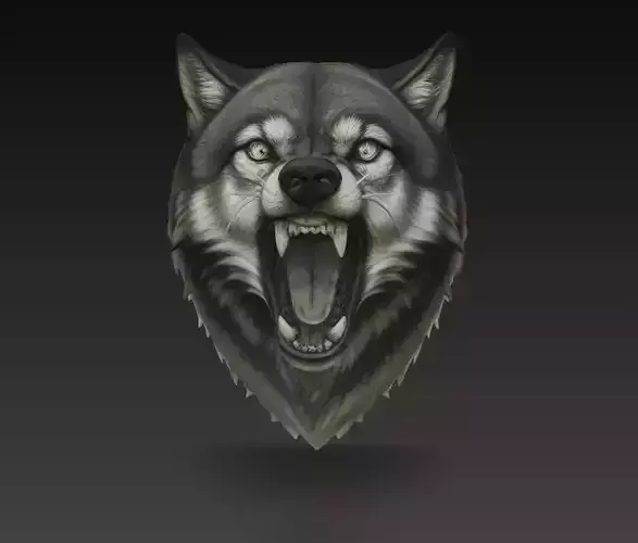 Wolf Head Wall Sculpture Animal Bust 3D Model STL