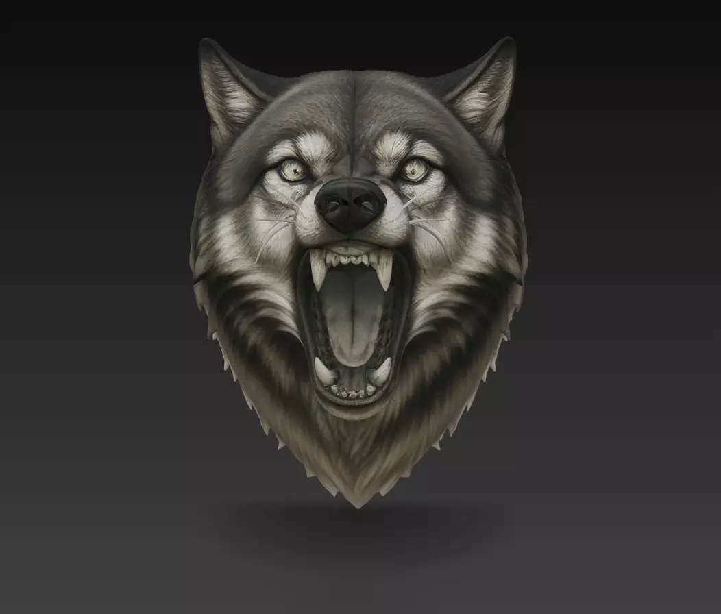 Wolf Head Wall Sculpture Animal Bust 3D Model STL 3D print model
