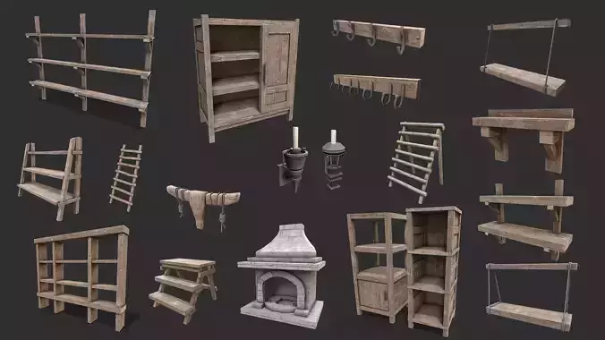Medieval Environment Props 10 Living Room Decor Props Pack