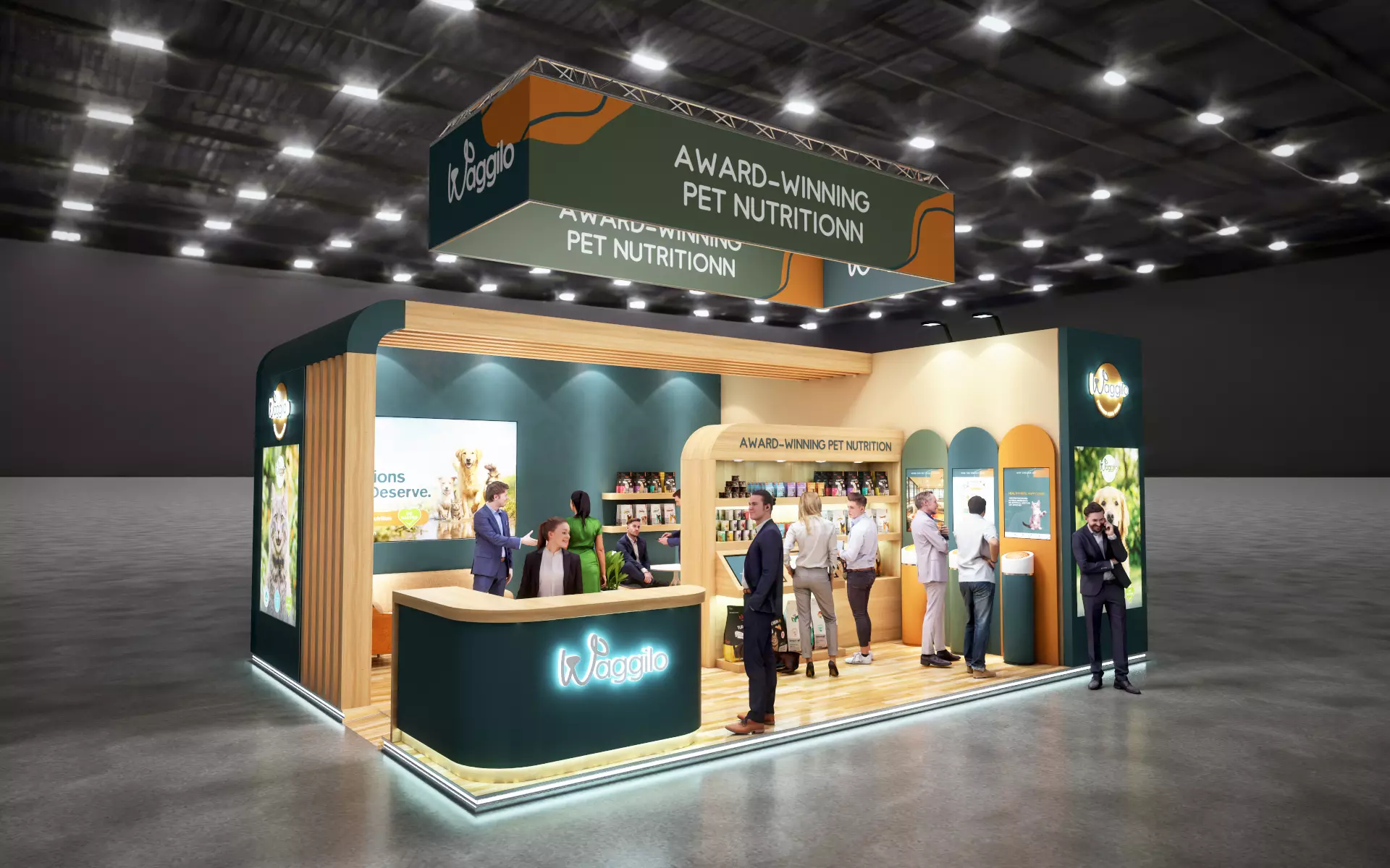 Modern Pet Nutrition Exhibition Stand 8x6m 3D model