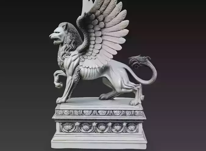 Winged Griffin Statue Classical Mythology 3D Model STL