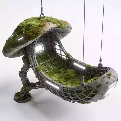 Bio-Mechanical Hanging Moss Lounge 3D Model
