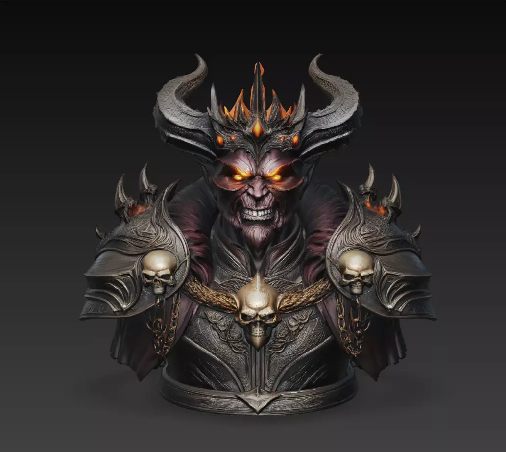 Infernal Demon King Bust Dark Fantasy 3D Model STL 3D print model