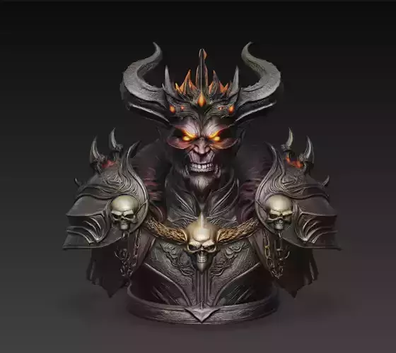Infernal Demon King Bust Dark Fantasy 3D Model STL