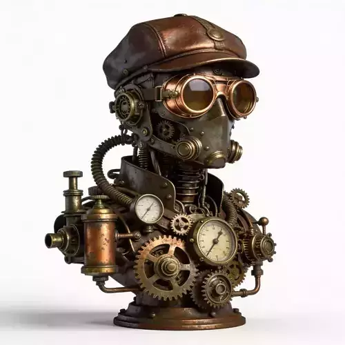 Steampunk Aviator Bust 3D Model