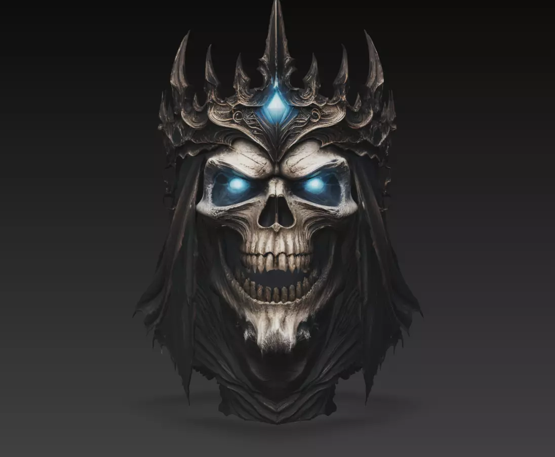 Lich King Skull Crown Bust Dark Fantasy 3D Model STL 3D print model