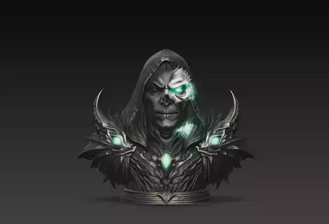 Plague Necromancer Bust Green Energy 3D Model STL