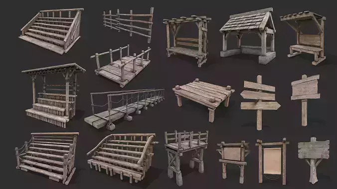 Medieval Environment Props 11 Exterior Structures  Pack1