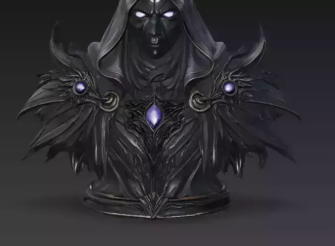 Dark Priest Hooded Mage Bust Void Energy 3D Model STL