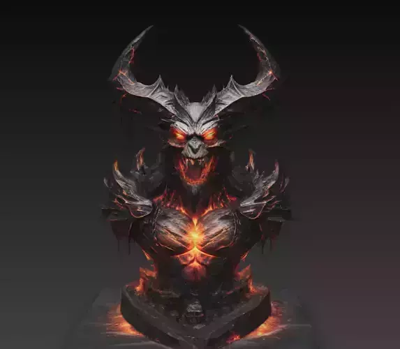 Infernal Lava Demon Bust Burning Core 3D Model STL