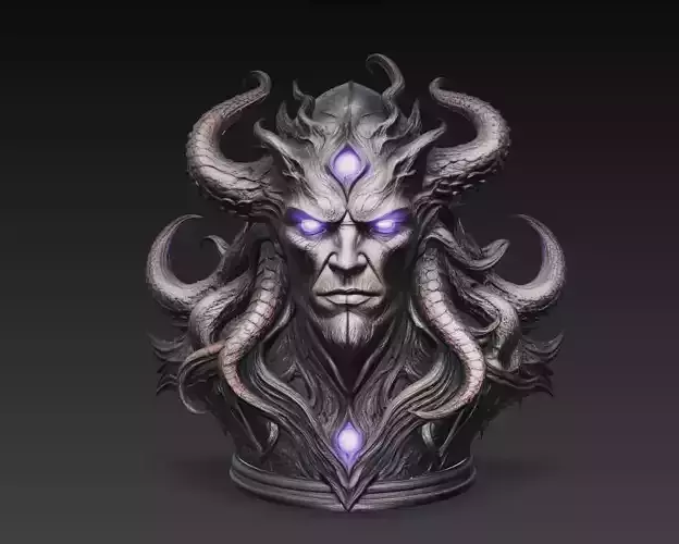 Eldritch Demon Bust Tentacle Horror 3D Model STL