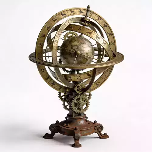Ornate Clockwork Armillary Sphere 3D Model