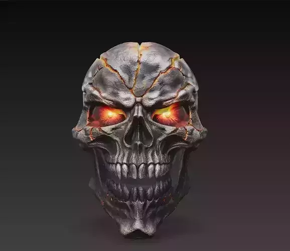 Lava Skull Wall Relief Mask 3D Model STL