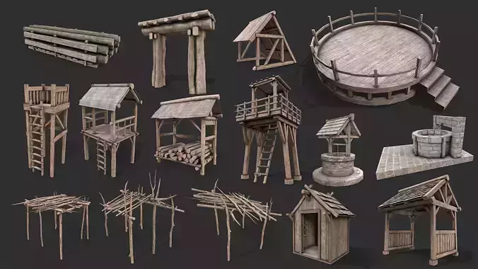 Medieval Environment Props 12 Exterior Structures Pack 2