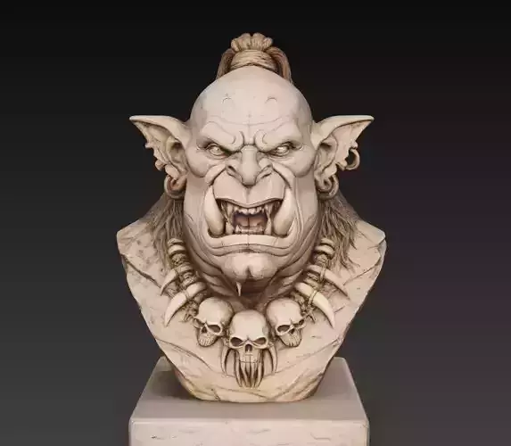 Orc Warlord Bust Tribal Warrior 3D Model STL