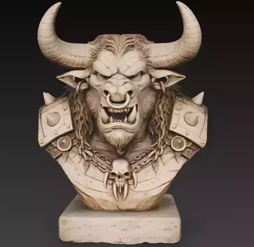 Minotaur Warrior Bust Mythical Bull 3D Model STL