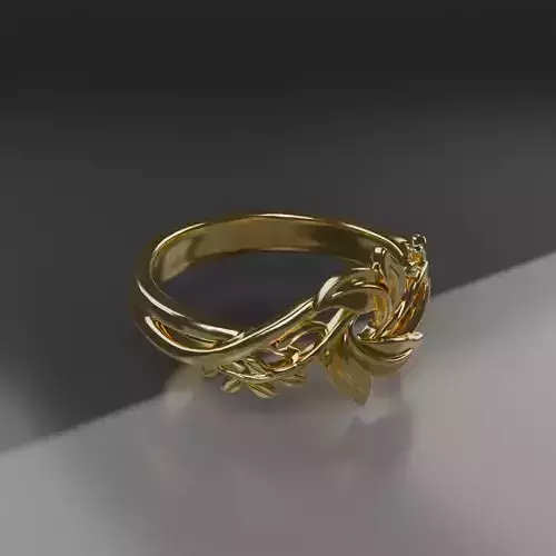 Ornate Leaf Ring 3D Print Model