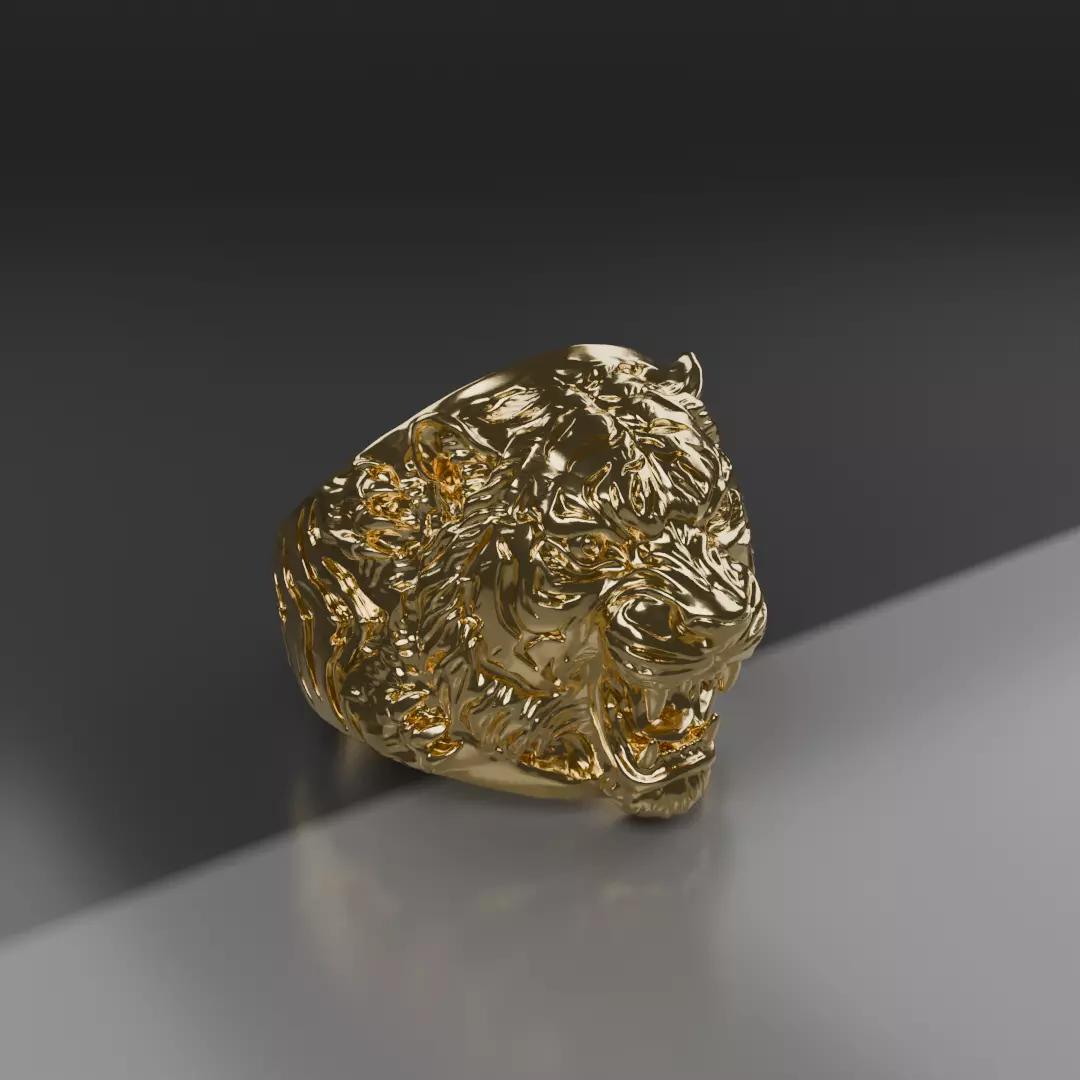Tiger Head Ring 3d Print Model 3D print model