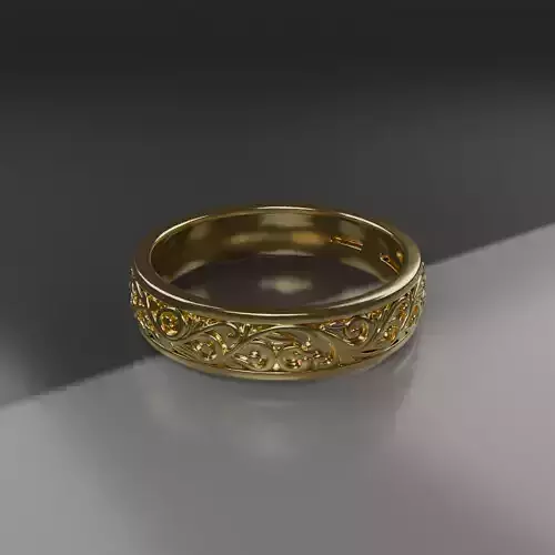 Floral Ornate Ring 3D Print Model