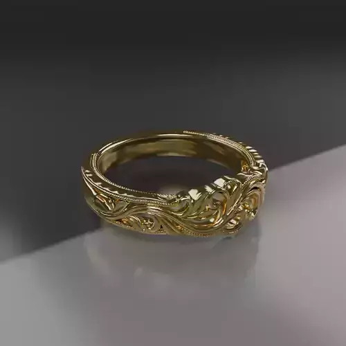 Floral Leaf Ring 3D Print Model