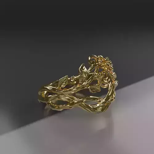 Ornate Vine Ring 3D Print Model