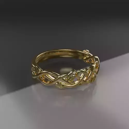 Flower Leafs Ring 3D Print Model