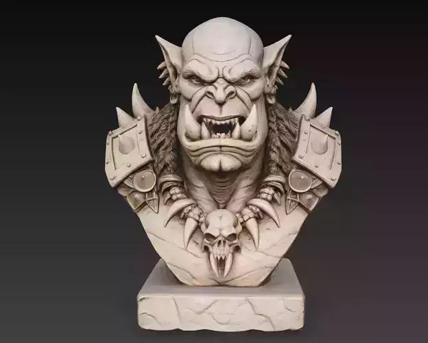 Orc Warrior Bust Tribal Barbarian 3D Model STL