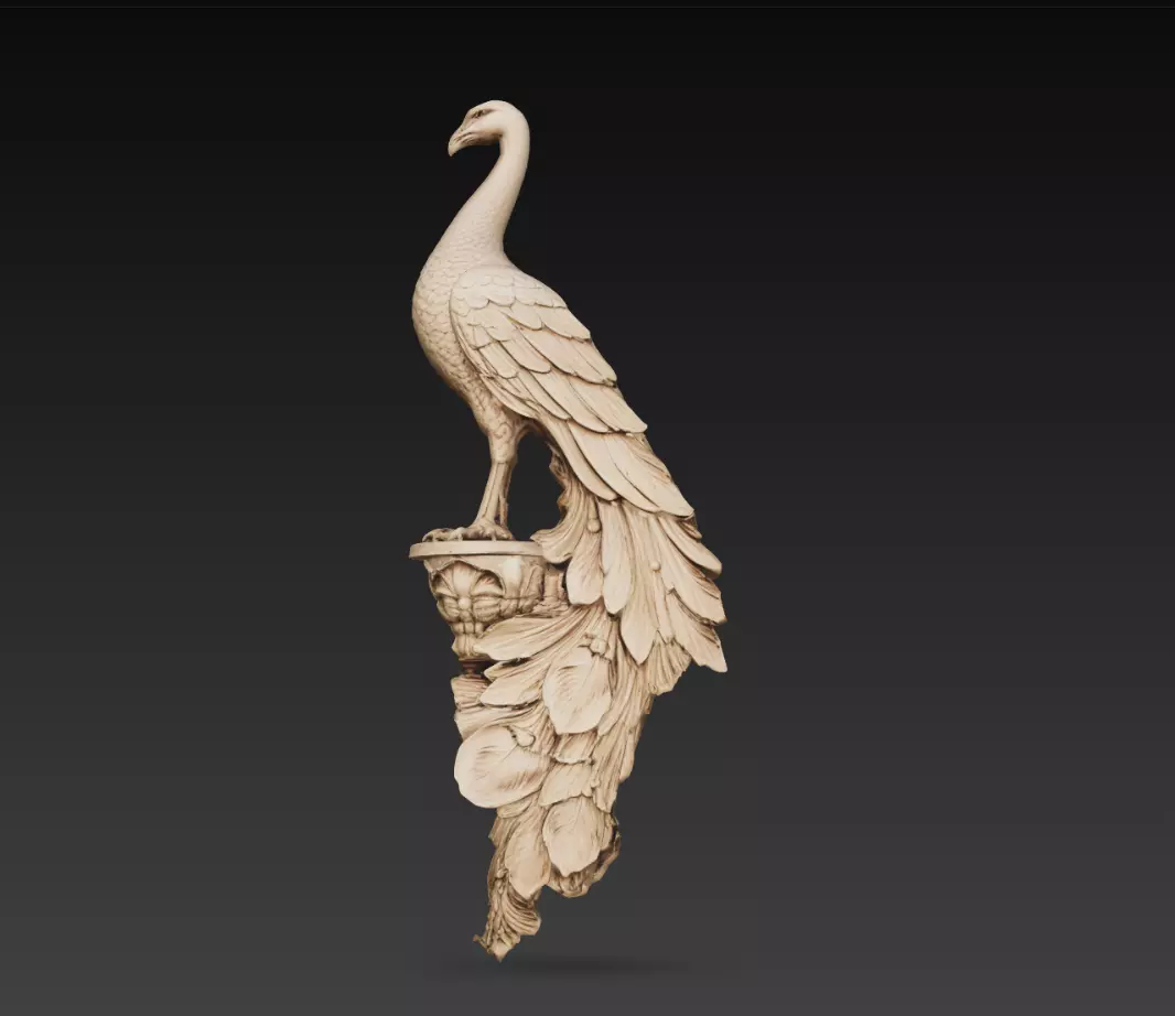 Peacock Ornamental Sculpture Decorative Wall Bracket 3D Model 3D print model