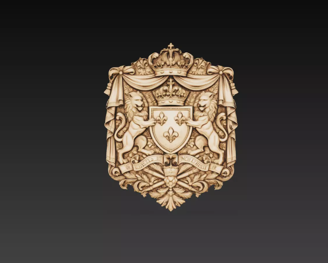 Royal Heraldic Crest Lion Shield Crown Ornament 3D Model STL 3D print model