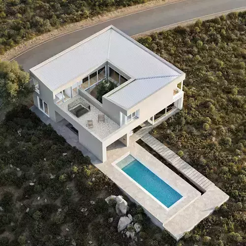 Villa 2- exterior scene 3D model 7