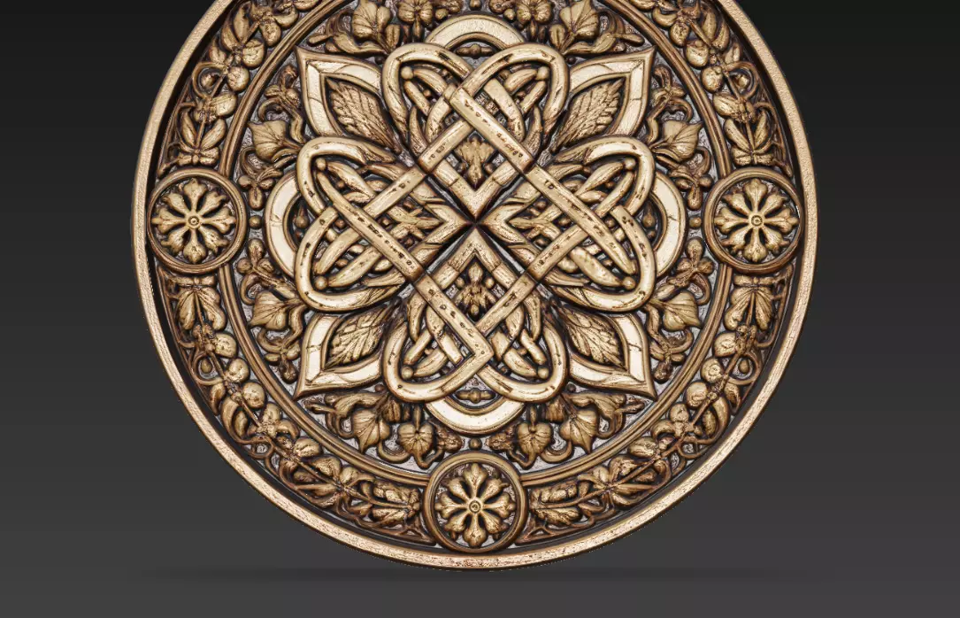 Ornamental Celtic Knot Mandala Relief Round Decor 3D Model 3D print model