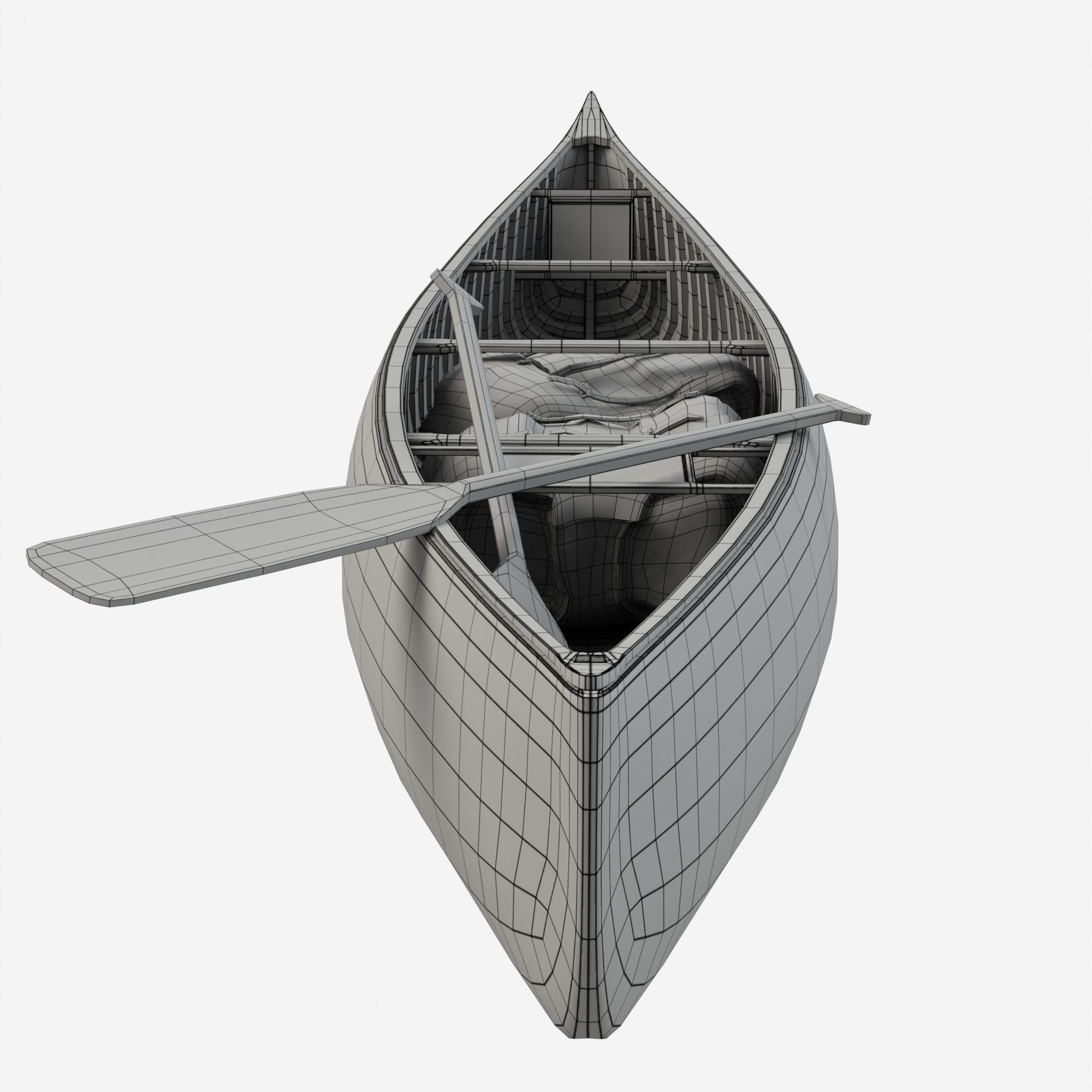 Canoe wooden 3D model_7