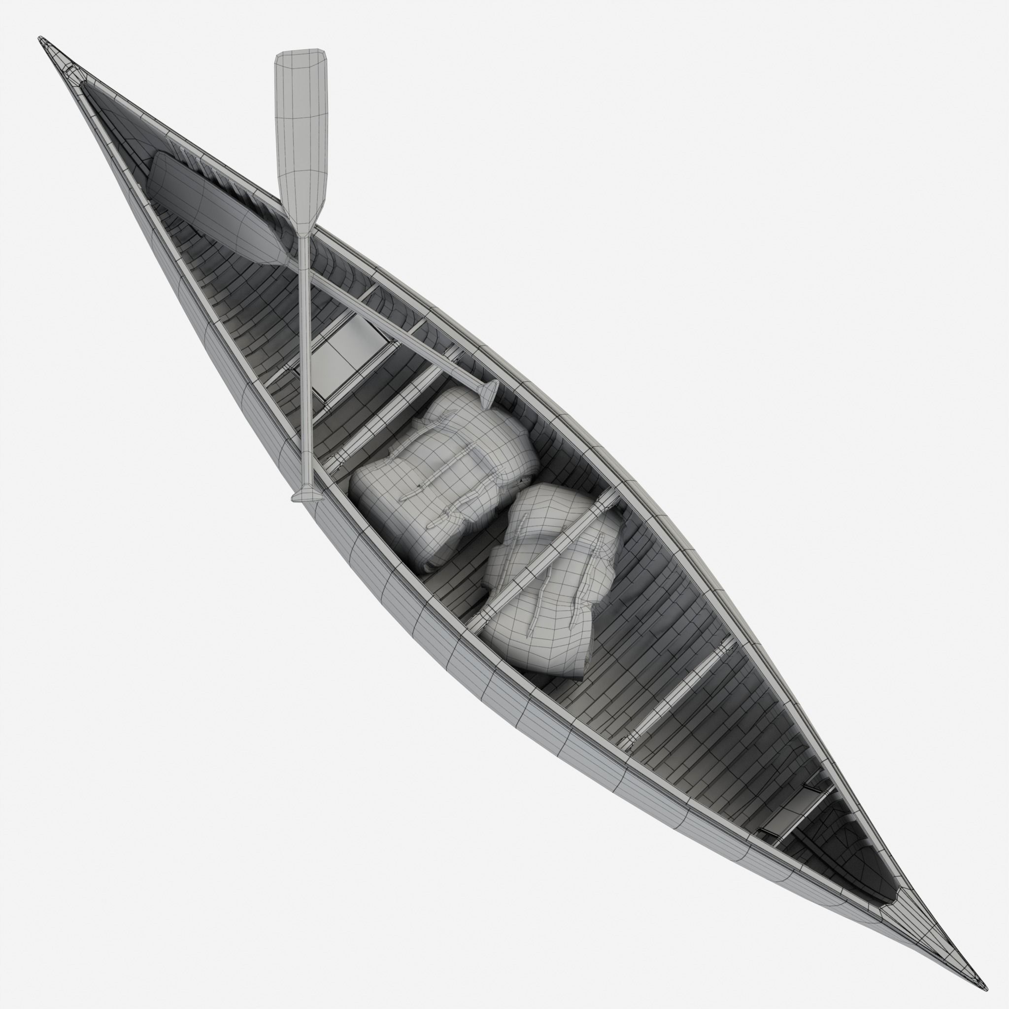 Canoe wooden 3D model_9