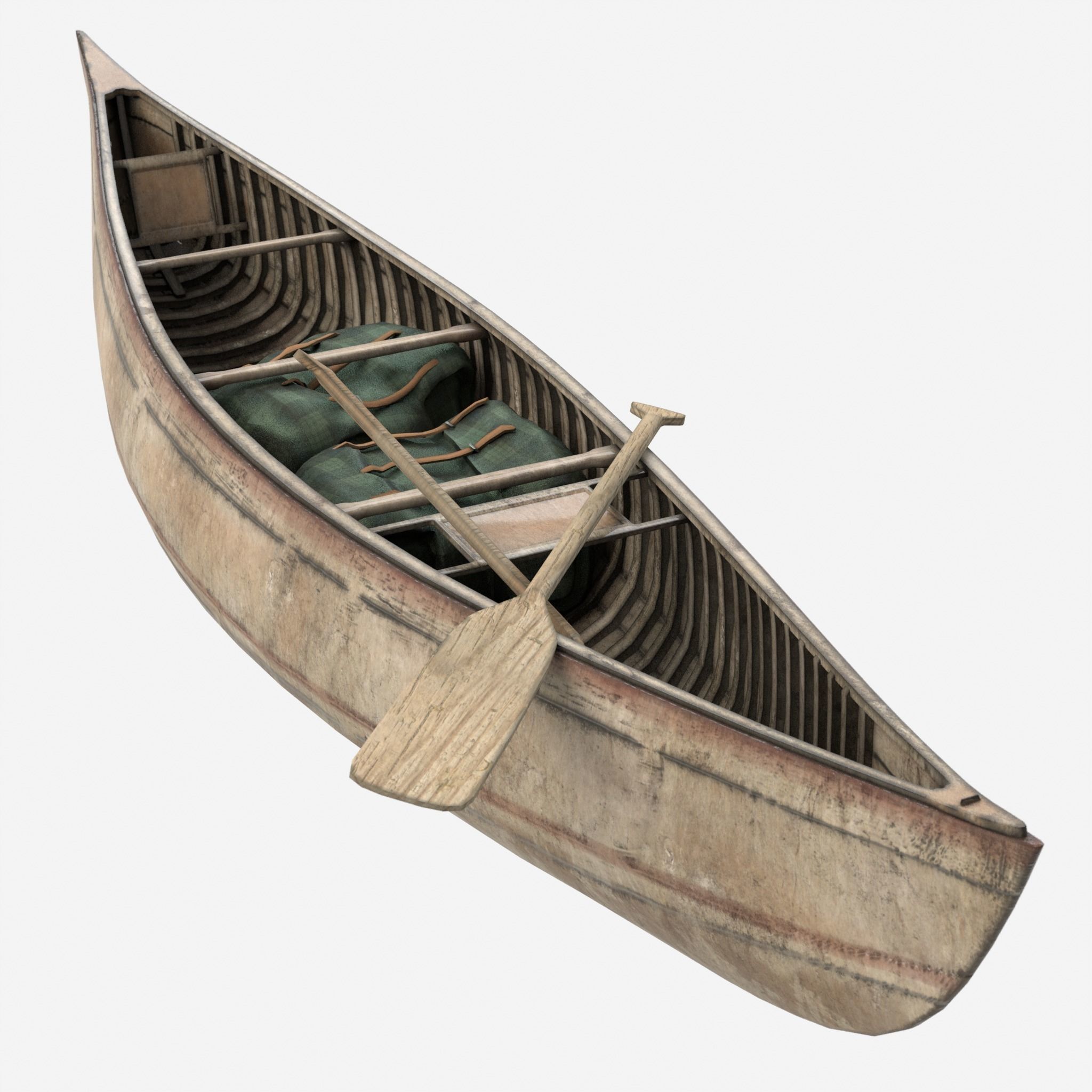 Canoe wooden 3D model_0