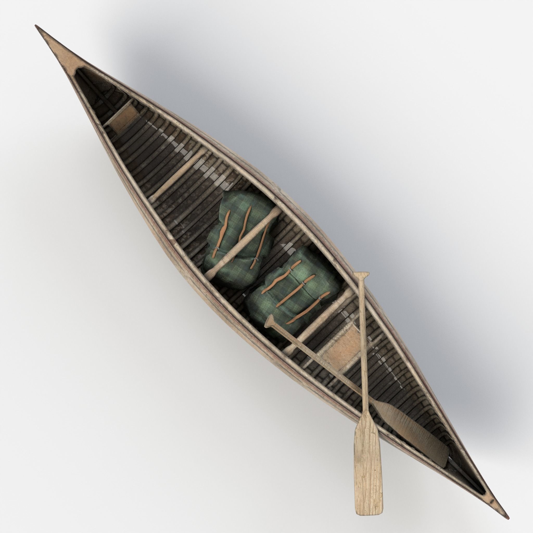 Canoe wooden 3D model_1
