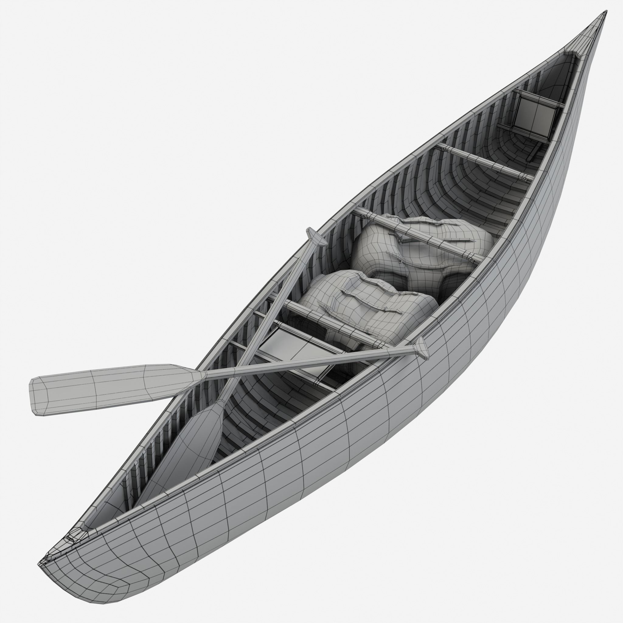 Canoe wooden 3D model_8