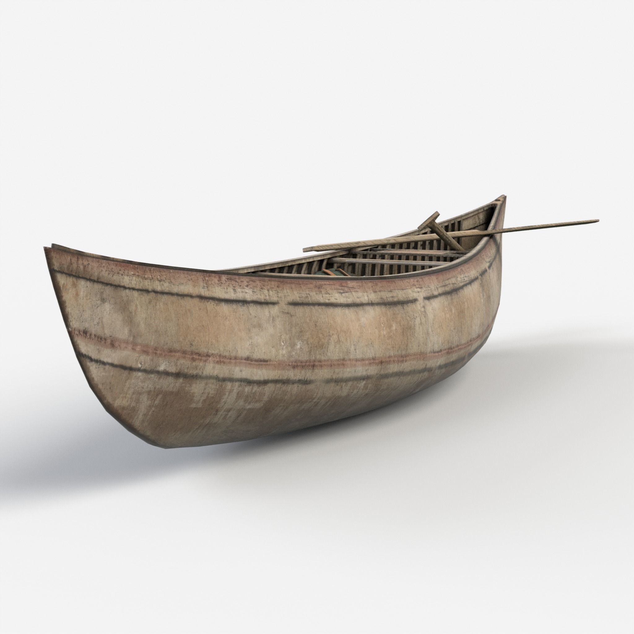 Canoe wooden 3D model_5