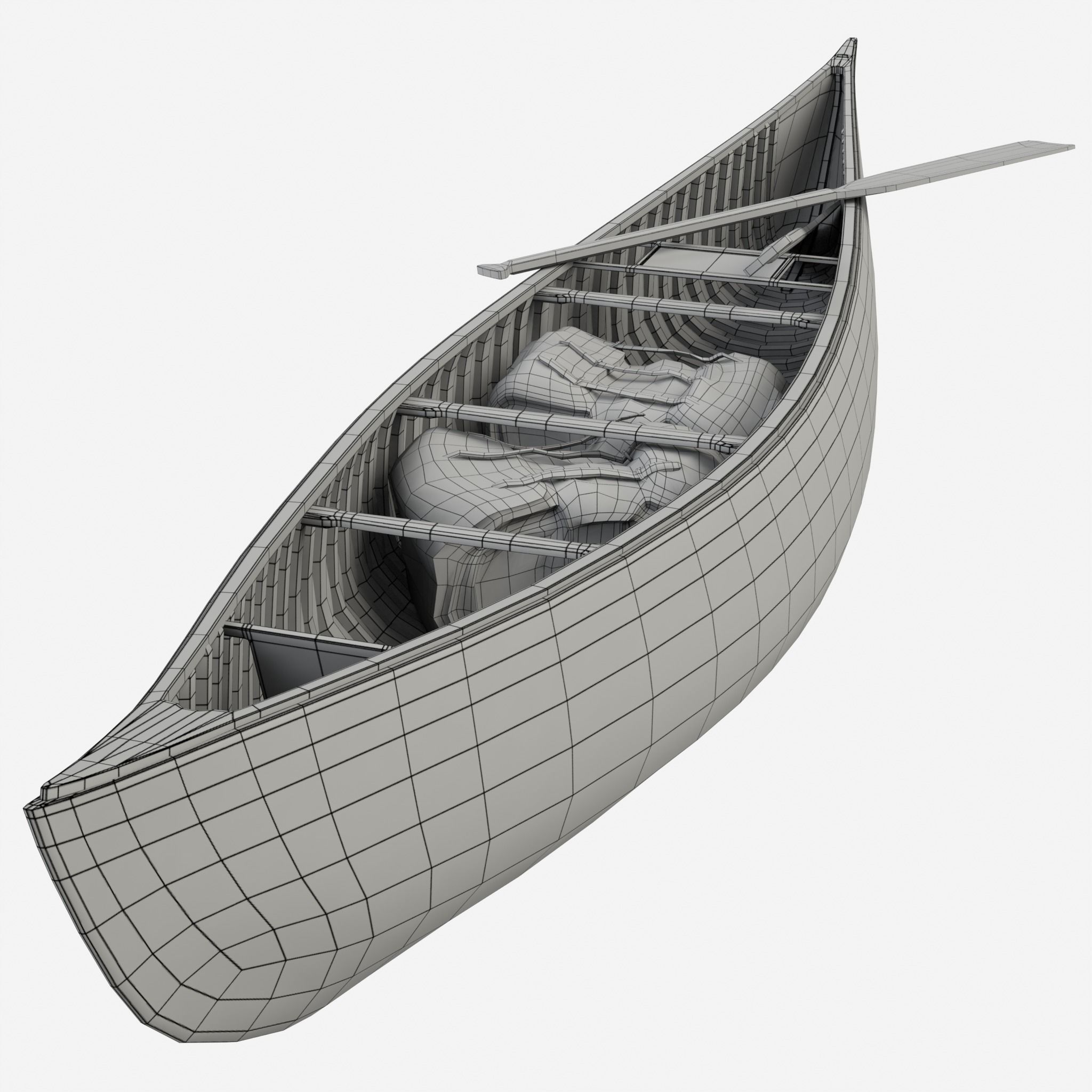 Canoe wooden 3D model_6