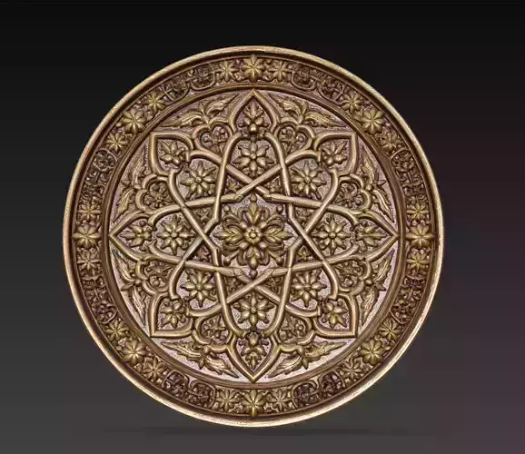 Islamic Geometric Mandala Relief Ornamental Round Panel