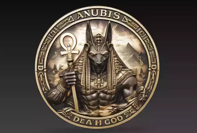 Anubis Death God Coin Relief Egyptian Mythology Medallion