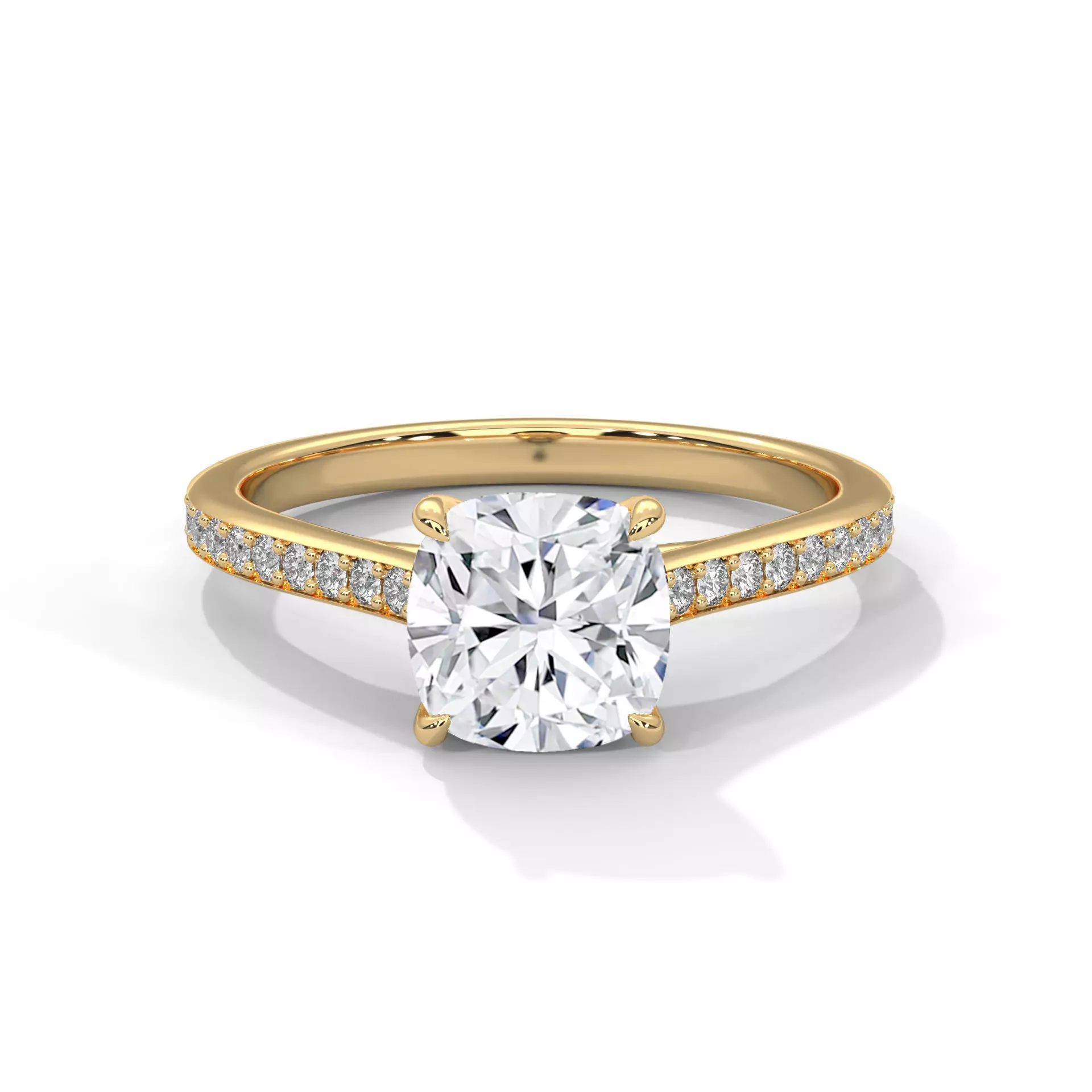 Elegant Cushion Cut Pave Diamond Engagement Ring CAD 3D print model