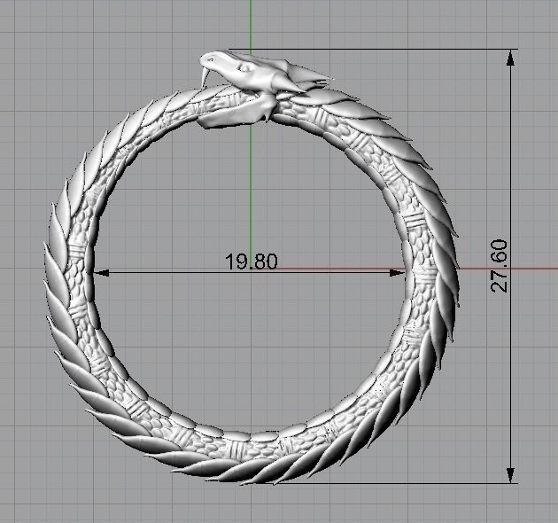 Ring Uroboros 3D print model_3