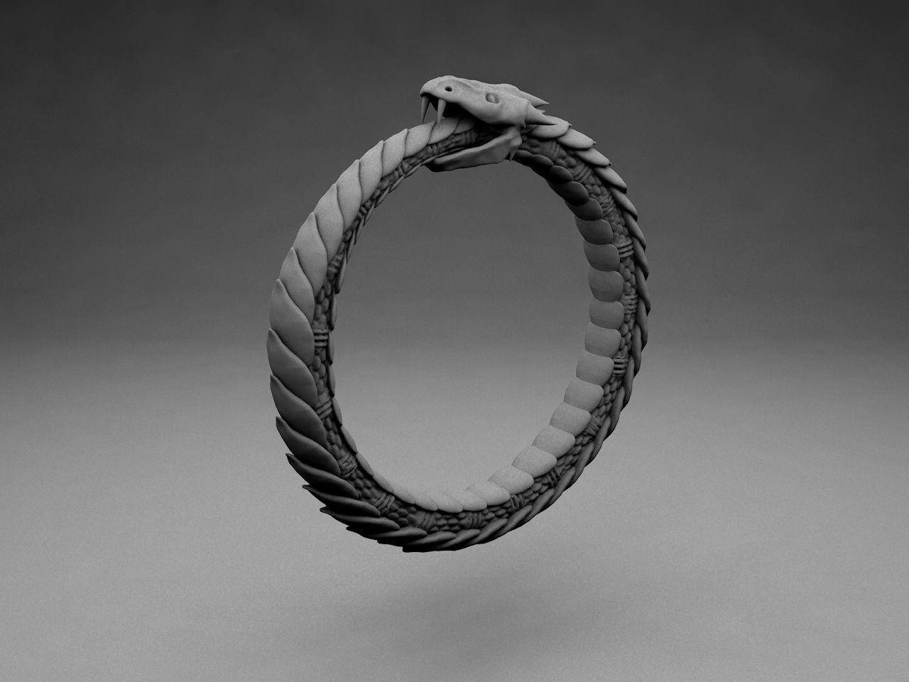 Ring Uroboros 3D print model_1