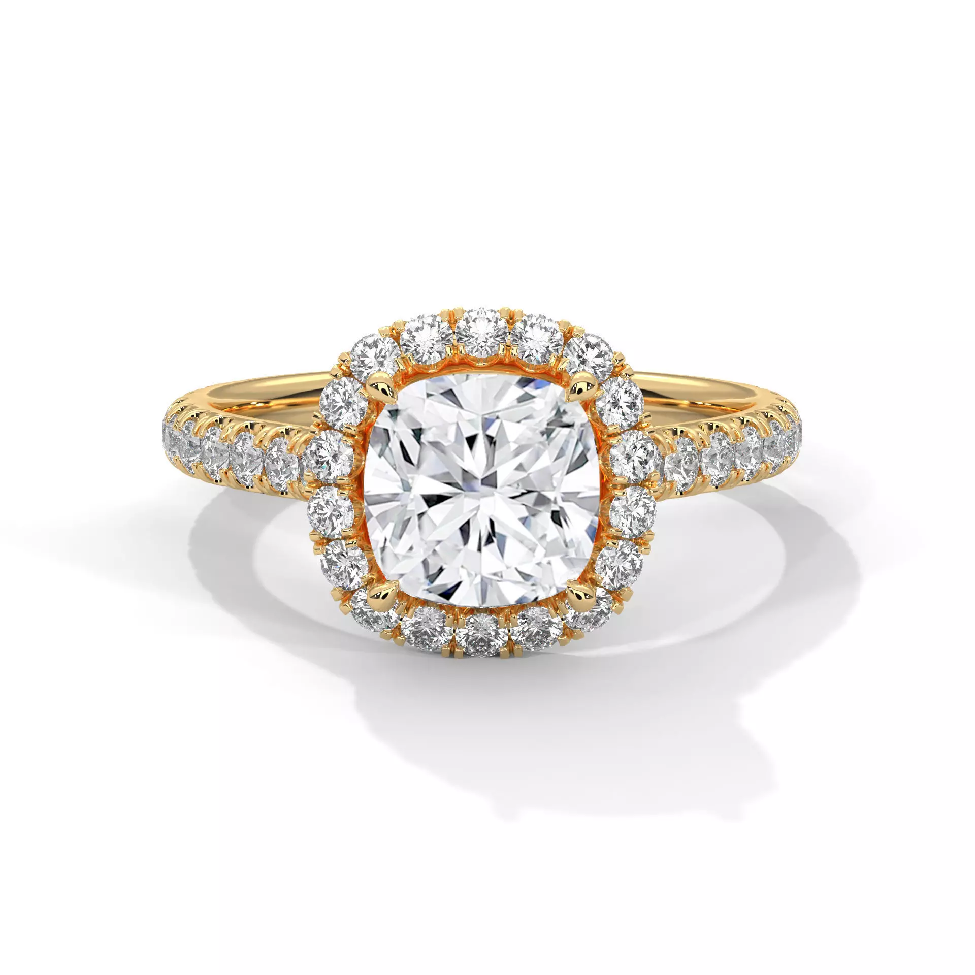 Jewelry Cushion Halo Diamond Engagement Ring Pave Band 3D print model