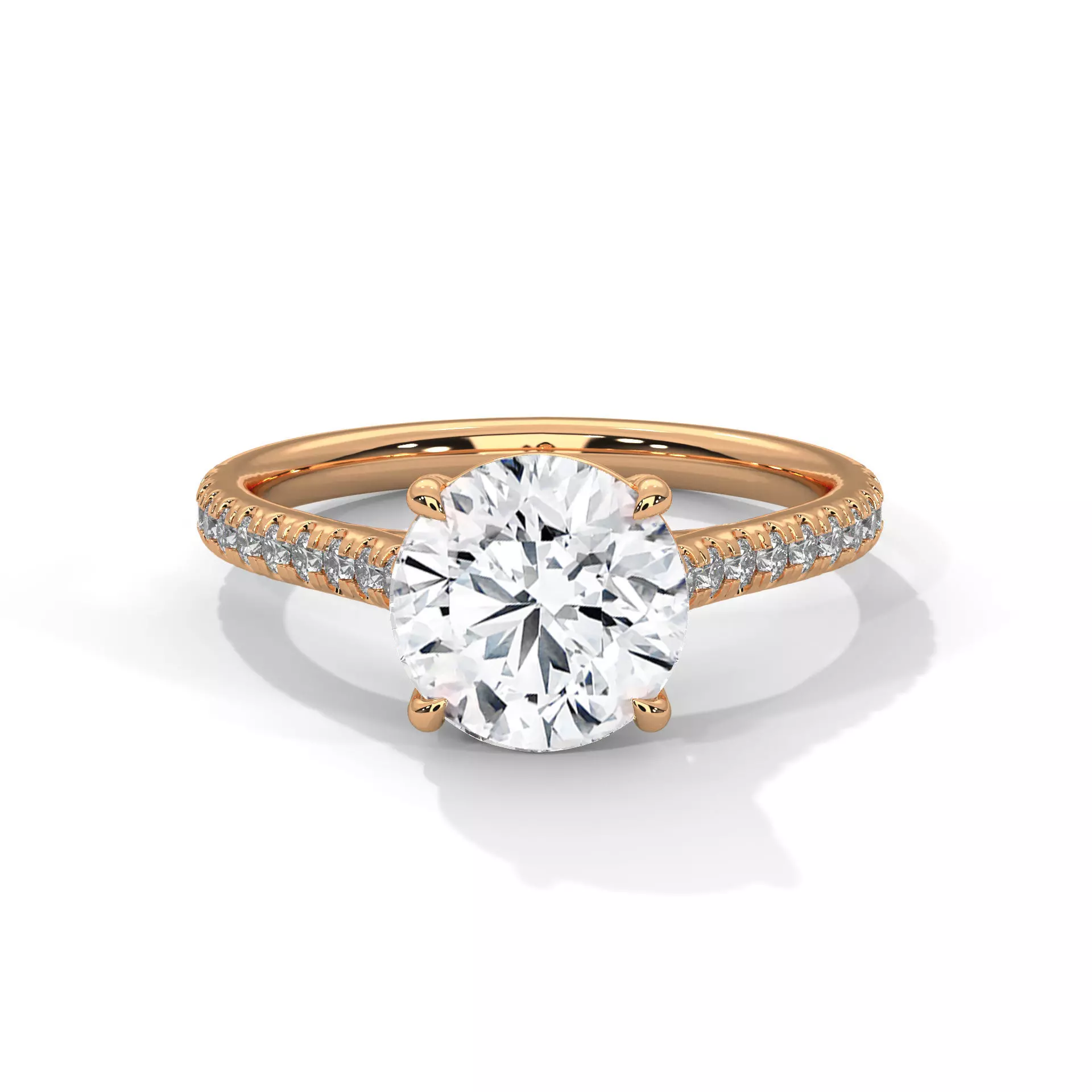 Classic Brilliant Round Cut Diamond Pave Engagement Ring 3D print model