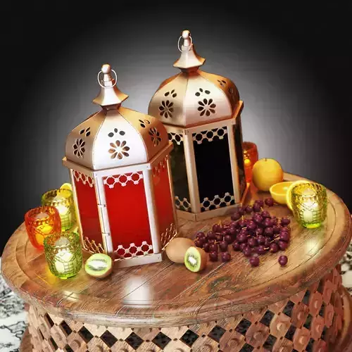 Decorative Set moroccan lanterns on table