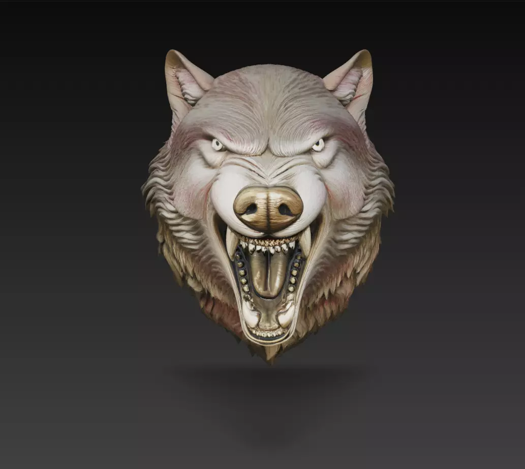 Wolf Head Wall Relief Fierce Animal Sculpture 3D Model STL 3D print model