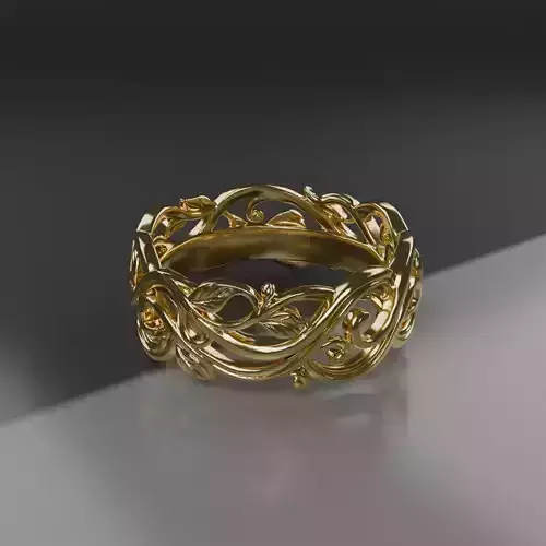 Floral Wavy Ring 3d Print Model