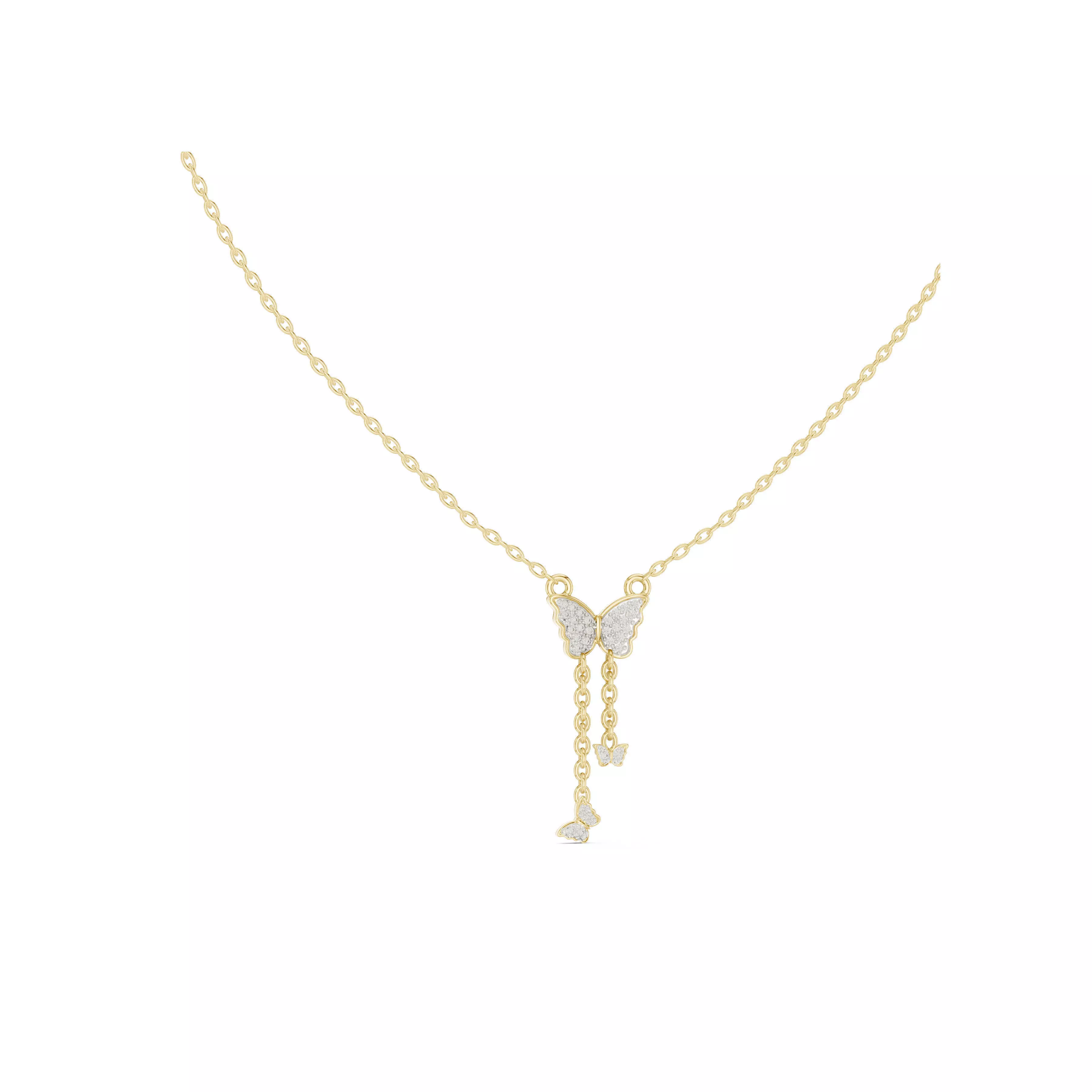 Minimal Drop Charm Butterfly Pendant Necklace CAD 3D print model