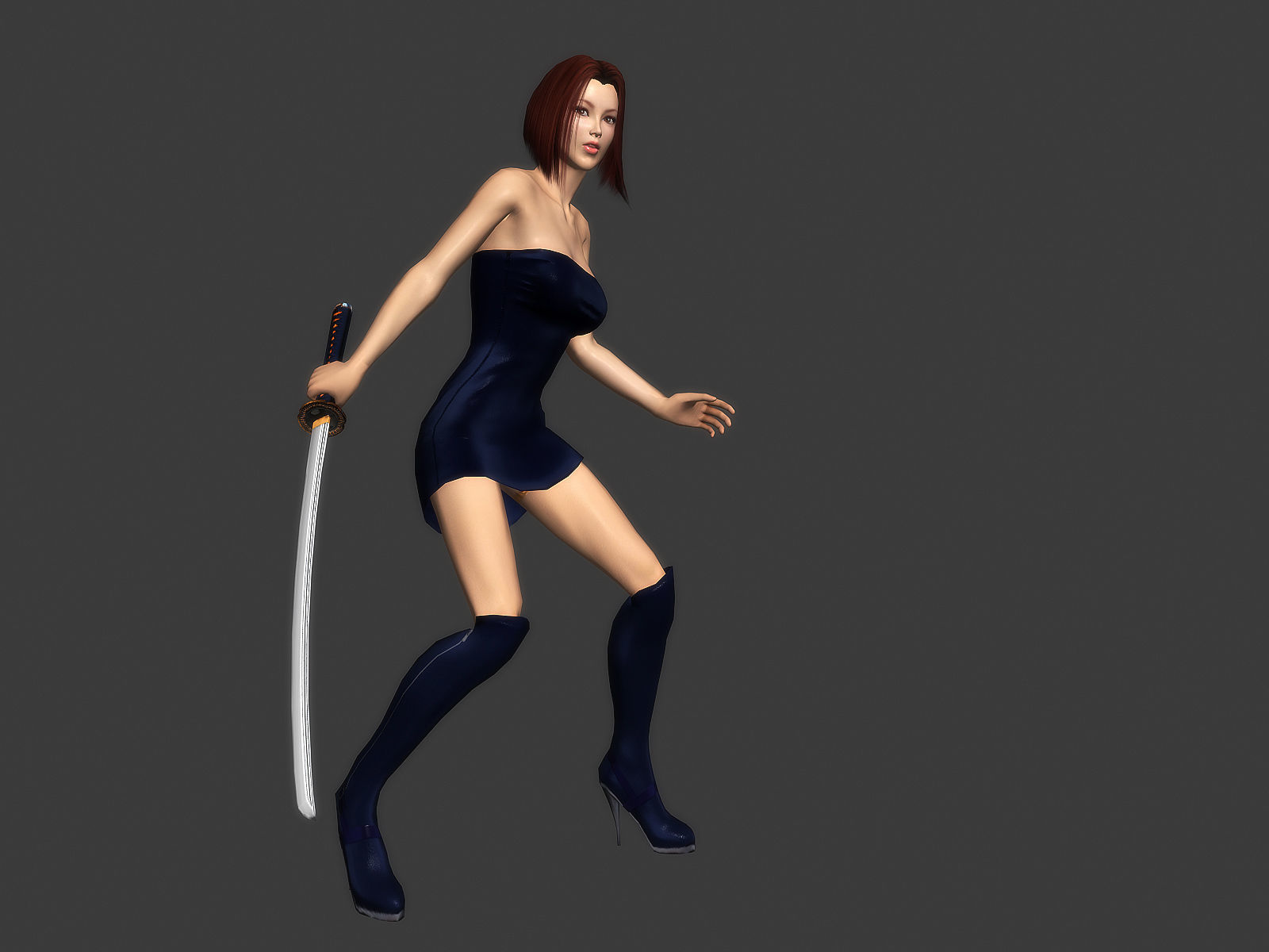 3Dfoin - Female Ninja Low-poly 3D model_9